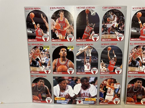 2 - 1990 Aros y 2 - 1992 Fleer Bulls Kodak / Shell hojas de equipo sin cortar Jordan NBA - Imagen 2 de 9