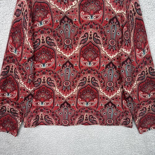 Talbots Merino Wool Sweater Women’s XL Red Paisley Knit Pullover Boho Career - Picture 3 of 12