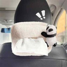 Tissue Box Cover for Car Panda Plush - Detachable, Polyester Interior Accessory