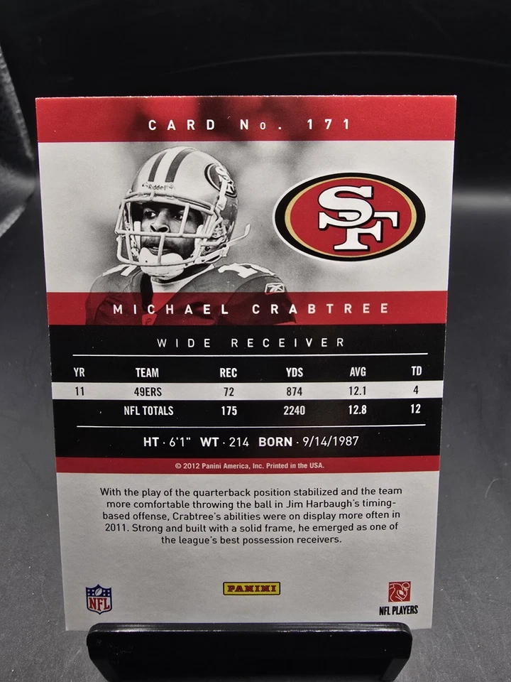 Michael Crabtree 2012 Panini Prestige #171 - San Francisco 49ers - Image 2 of 2
