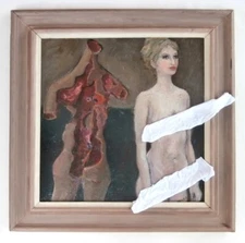 MCM Painting By Listed Philadelphia PA Artist Hugo Storelli Figurative Modernist