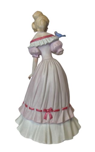 Narco von Corky Vintage rosa Kleid Frau Dame Keramik Figur mit Vogel auf der Schulter - Bild 6 von 9