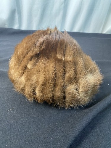 Antique 1950’s Real Fur Hat Designed By Lora Brown Cloche Beanie Union Made Rare - Picture 9 of 11