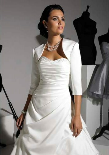 Bridal bolero jacket, ivory matte satin 