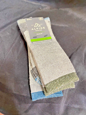 Alpine Design Performance Hiker Crew Socks - 2 Pack Size LARGE
