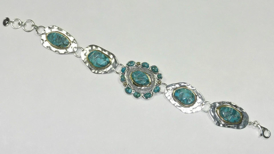 Pulsera Silpada Turquesa Suroeste Santa Fe Plata Esterlina B3325 Latón NUEVO Foto 2 de 4
