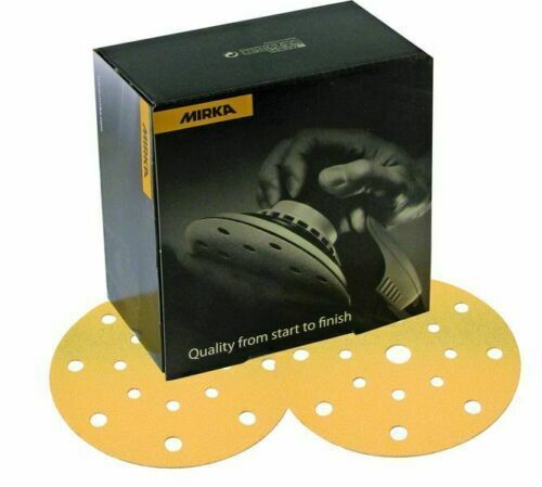Mirka Gold 150mm Grip Sanding Discs 15H P40 - P800 50 Pack Wet Or Dry Sanding PB9716 Mirka Gold 150mm Grip Sanding Discs 15H P40 - P800 50 Pack Wet Or Dry Sanding PB9716