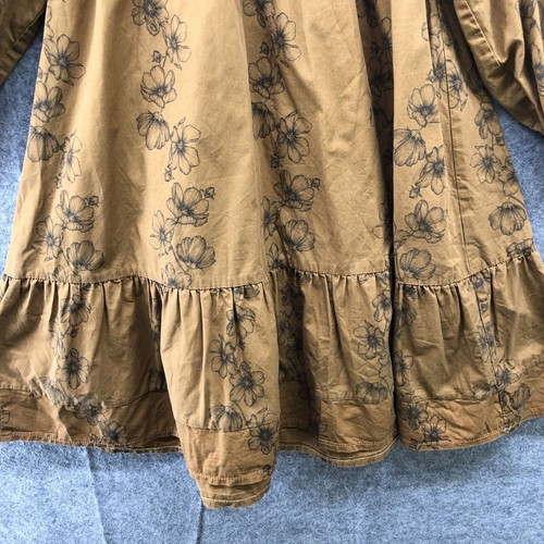 Carbon Soldier Girls Size 7 Dress Ruffle Balloon Sleeve Tan Floral Bib Collar - Picture 4 of 9