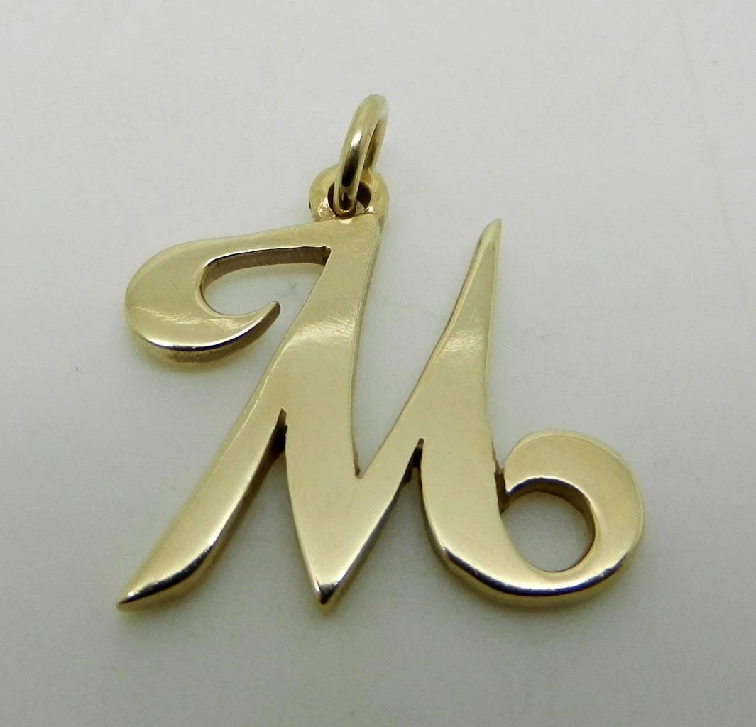 Sterling Silver Initial Charms | Engraved Script Letter Charm G / Darkened Initial