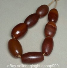 1.2" Old Chinese Marked Natural Red Agate Bead Bracelets Hand Chain
