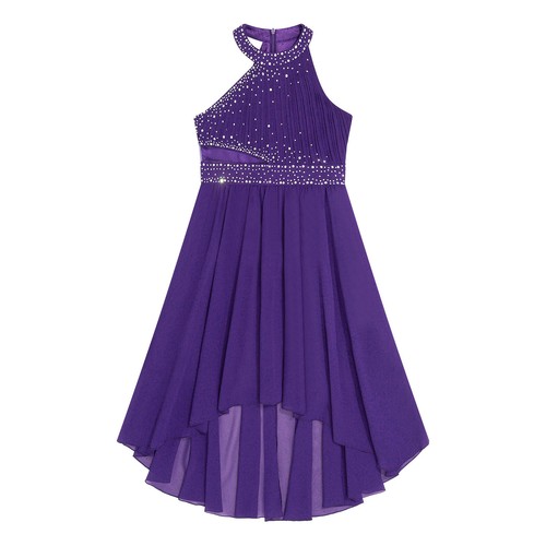 Kinder Mädchen Taillenkleid Geburtstag Mode Kleider High-Low Kleid Ärmellos Gehrock - Bild 22 von 41
