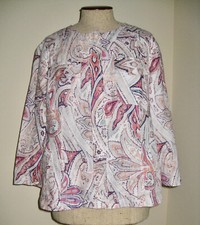 Chico's Floral Pastels Long Sleeve Jacket Pockets 100 Linen Size 2