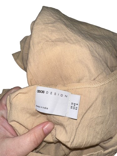 ASOS Womens Linen Blend Tie Strap Romper Size 8 US Beige - Picture 3 of 6