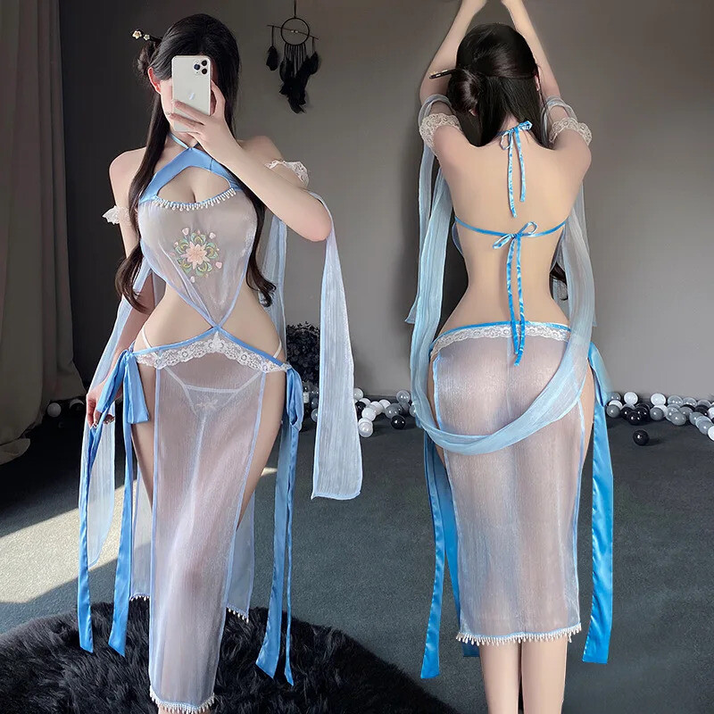 Sexy Lingerie Hanfu Cosplay Costume Elegant Chinese Bed Dance Hot Intimate  Dress | eBay
