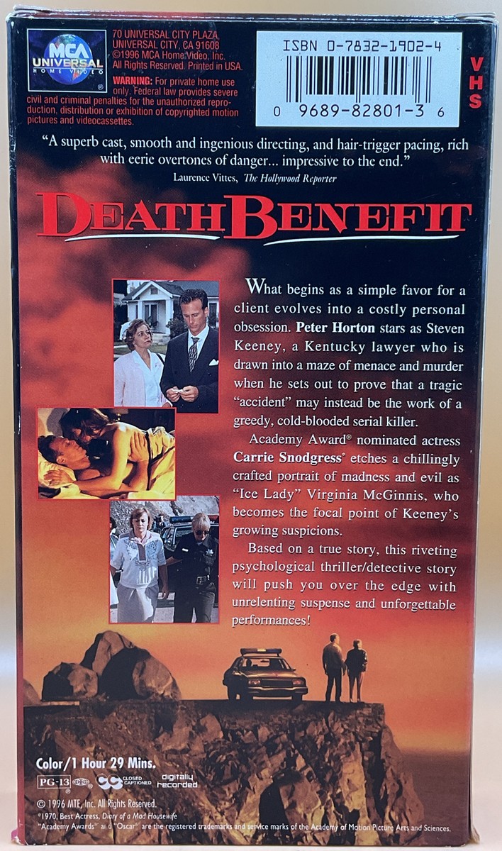 Death Benefit VHS 1996 Peter Horton **Buy 2 Get 1 Free
