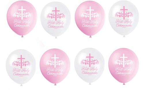 Communion Party Balloons Decorations Pink Girls 1st Holy Communion Decor x 8 - Picture 2 of 5