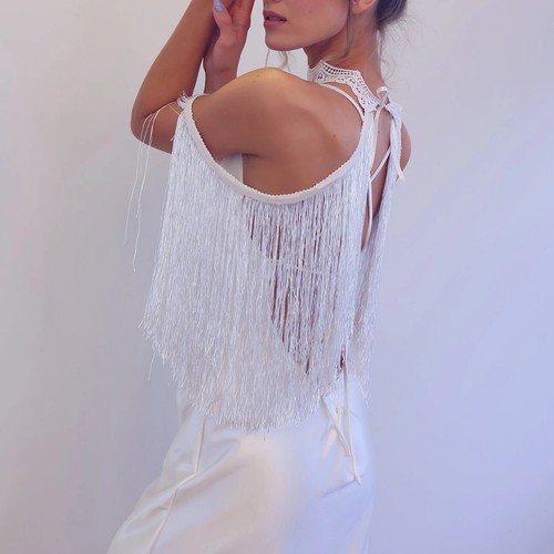 Bridal Wraps Tassel Jackets Wedding Bolero Top See-through Wedding Accessories - Picture 6 of 12