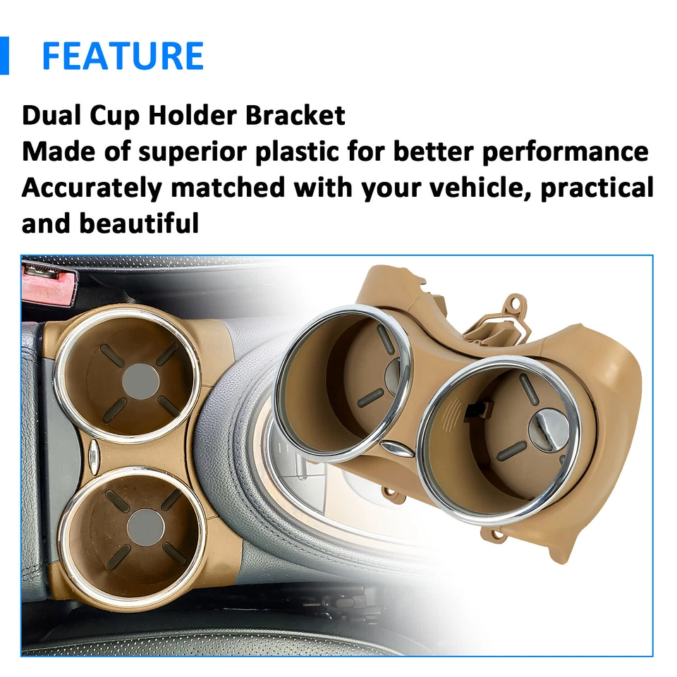 Soporte portavasos doble beige para 06-11 Mercedes-Benz W219 C219 CLS550 CLS 55 63 Foto 3 de 4