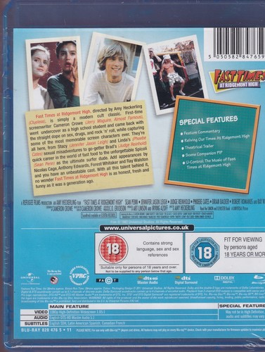 Fast Times At Ridgemont High Sean Penn Blu-ray New & Sealed BRAND NEW & SEALED - Foto 2 di 2