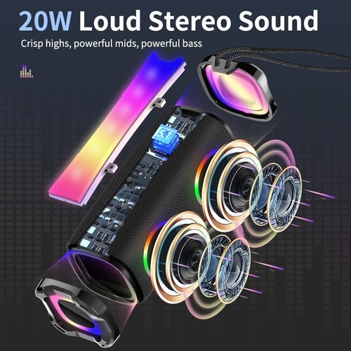 Portable Bluetooth Speaker Ipx7 Waterproof Wireless Speaker With 20w Hd Loud Ste - Picture 2 of 6