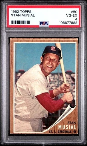 Stan "The Man" Musial 1962 Topps #50 - PSA 4 - Hall of Fame - Freshly Graded !