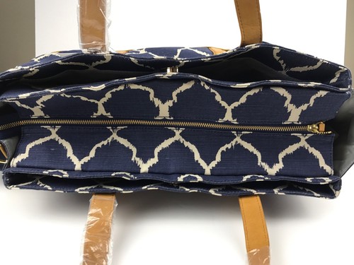NWT Pottery Barn Kids Classic Diaper bag Navy Ikat Monogram F Changing Pad - Picture 5 of 12