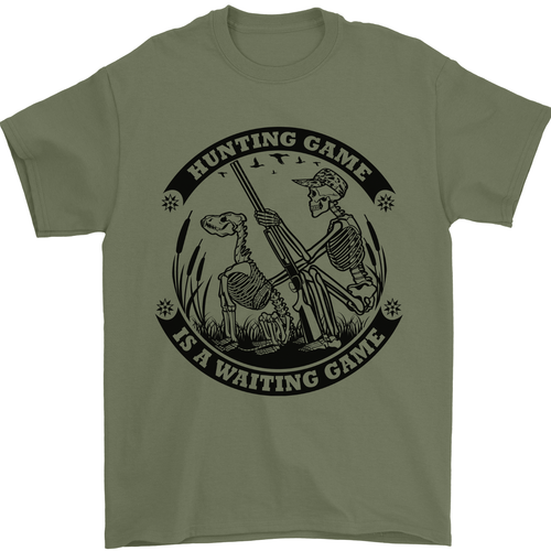 Hunting Game is a Waiting Game Hunter Skull Mens T-Shirt 100% Cotton - Picture 6 of 12