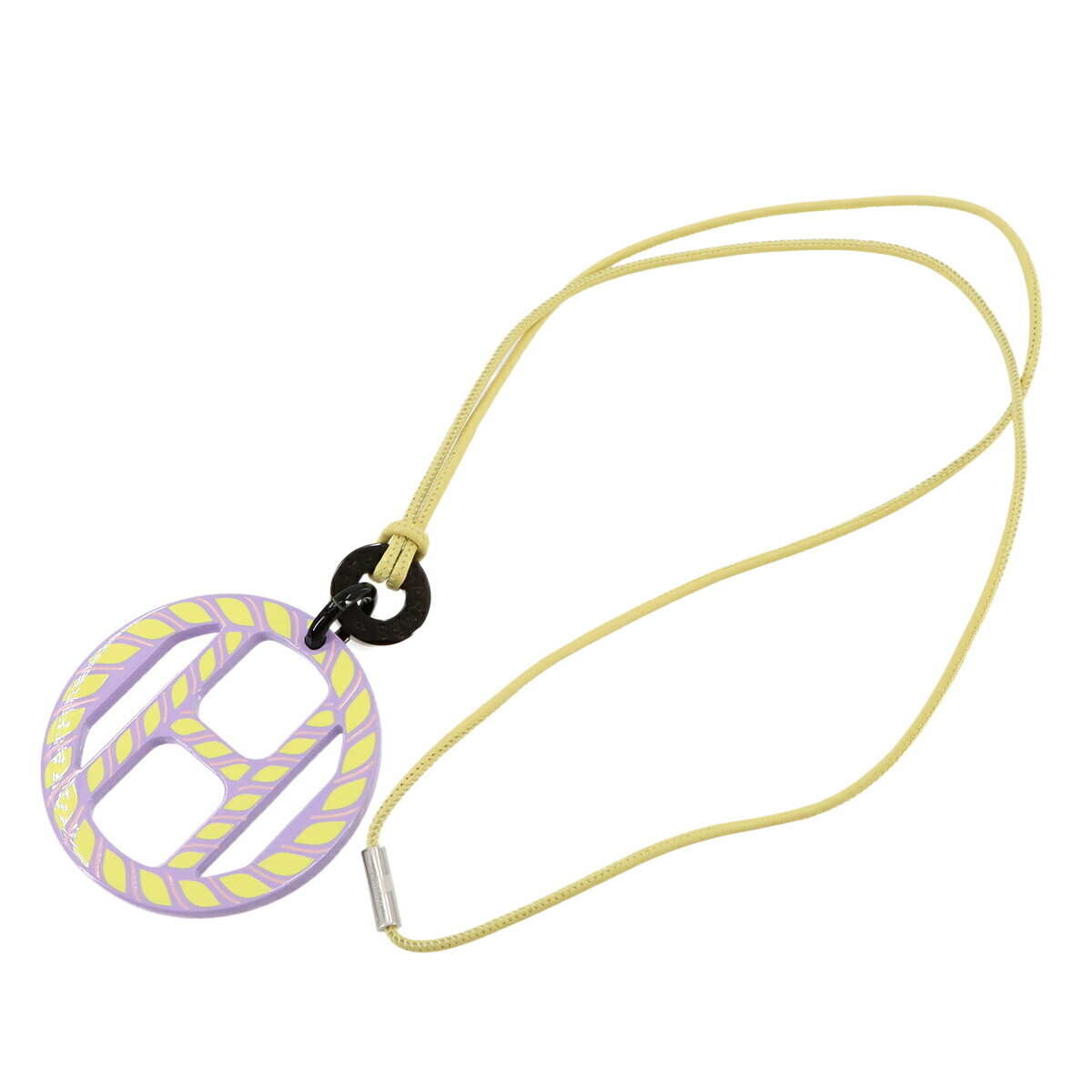 HERMES H Equipe Pendant Buffalo Horn Leather Yellow Purple