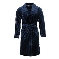 Mens Luxury Navy Fleece Super Soft Dressing Gown Robe Shawl Collar Warm Gift