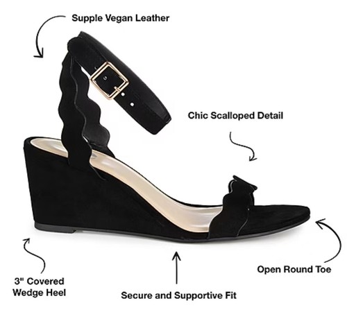 Journee Collection Womens Loucia Black Wedge Heel Pumps - Size 8 - Picture 3 of 7