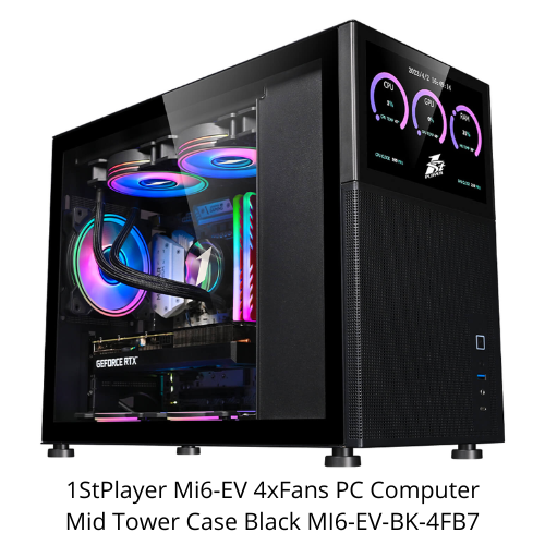 1StPlayer Mi6-EV 4xFans PC Computer Mid Tower Case Black MI6-EV-BK-4FB7 - Picture 1 of 4
