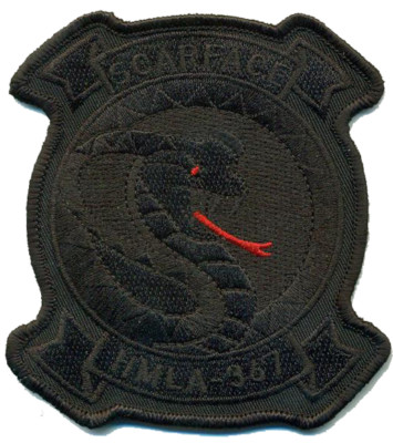 4'' MARINE CORPS HMLA-367 SCARFACE BLACKOUT HELI SQUAD EMBROIDERED JACKET PATCH