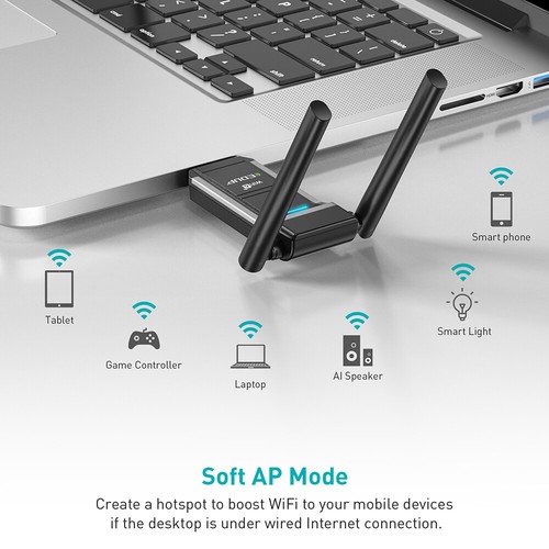 Tarjeta de red adaptador WiFi EDUP WiFi6 USB 3.0 doble banda AX1800 MU-MIMO suave AP - Imagen 5 de 11