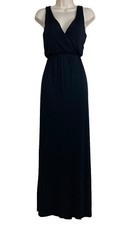 Lush Size XS Womens Maxi Dress Black Sleeveless Soft Knit V-Neck Cinched Waist