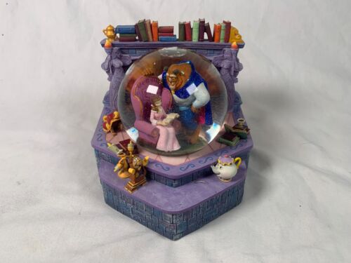 DISNEY STORE Beauty And The Beast Library Scene Tale As Old Musical Snow Globe - Picture 1 of 9
