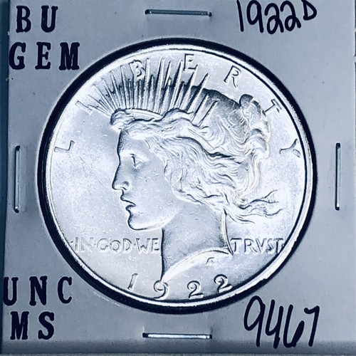 1922 D BU GEM PEACE SILVER DOLLAR UNC MS+ GENUINE U.S. MINT RARE COIN 9467