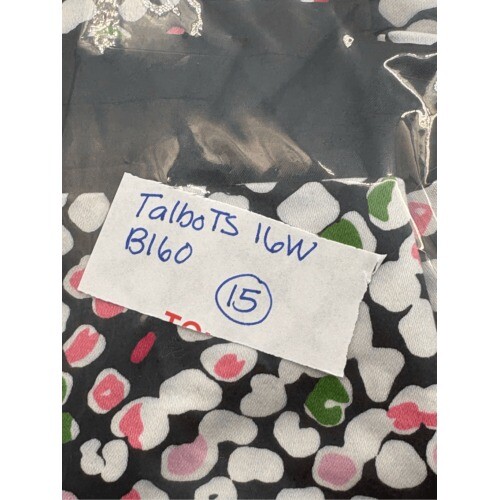 Talbots Tank Dress Sheath Pencil Stretch Women 16W Polka Dot Green Pink Black - Picture 10 of 10