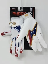 Shock Doctor SHOWTIME Adult Sz XL Receiver Gloves Stars & Stripes Red/White/Blue