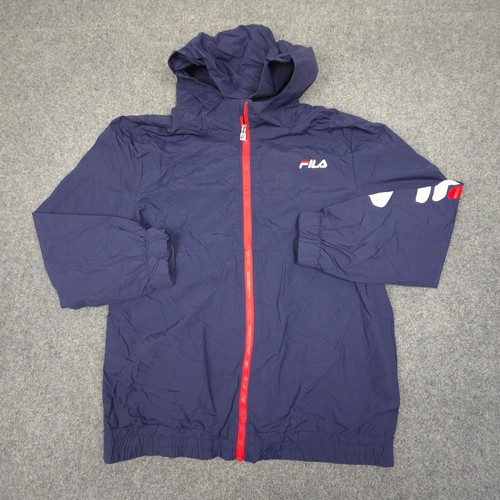 Fila Jacket Kids 2XLARGE Blue Windrunner windbreaker Long Sleeve hooded Size 2XL - Picture 3 of 11