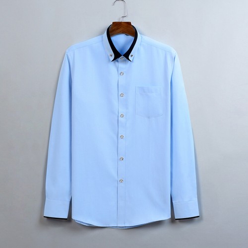 Camicia Da Uomo Tinta Unita Manica Lunga Slim Fit Casual Risvolto Camicia ☆ - Foto 6 di 18