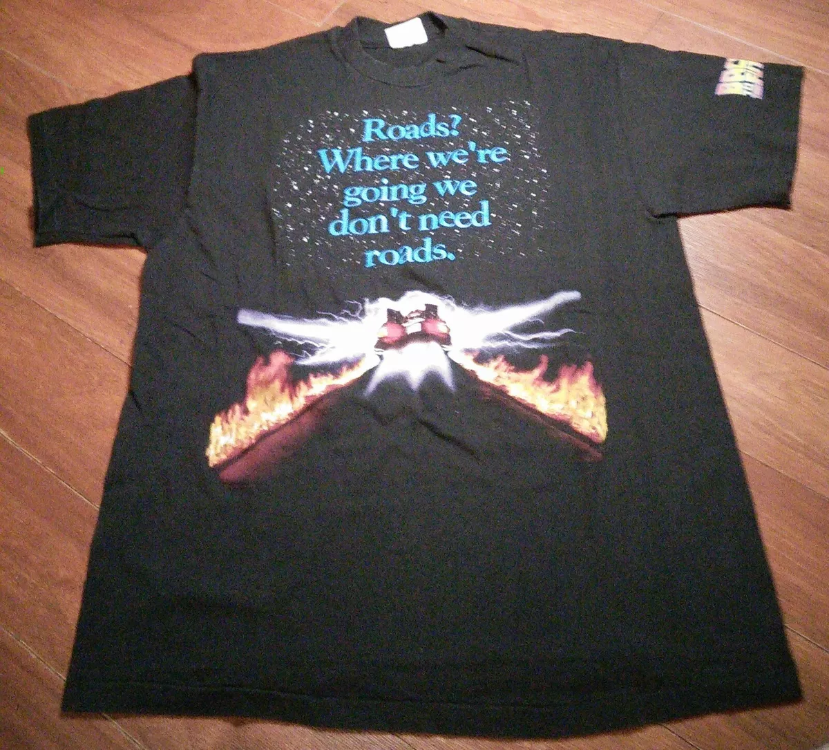 Vintage 90s Back to the Future Shirt Roads Don't Need Movie Promo Sz L RARE