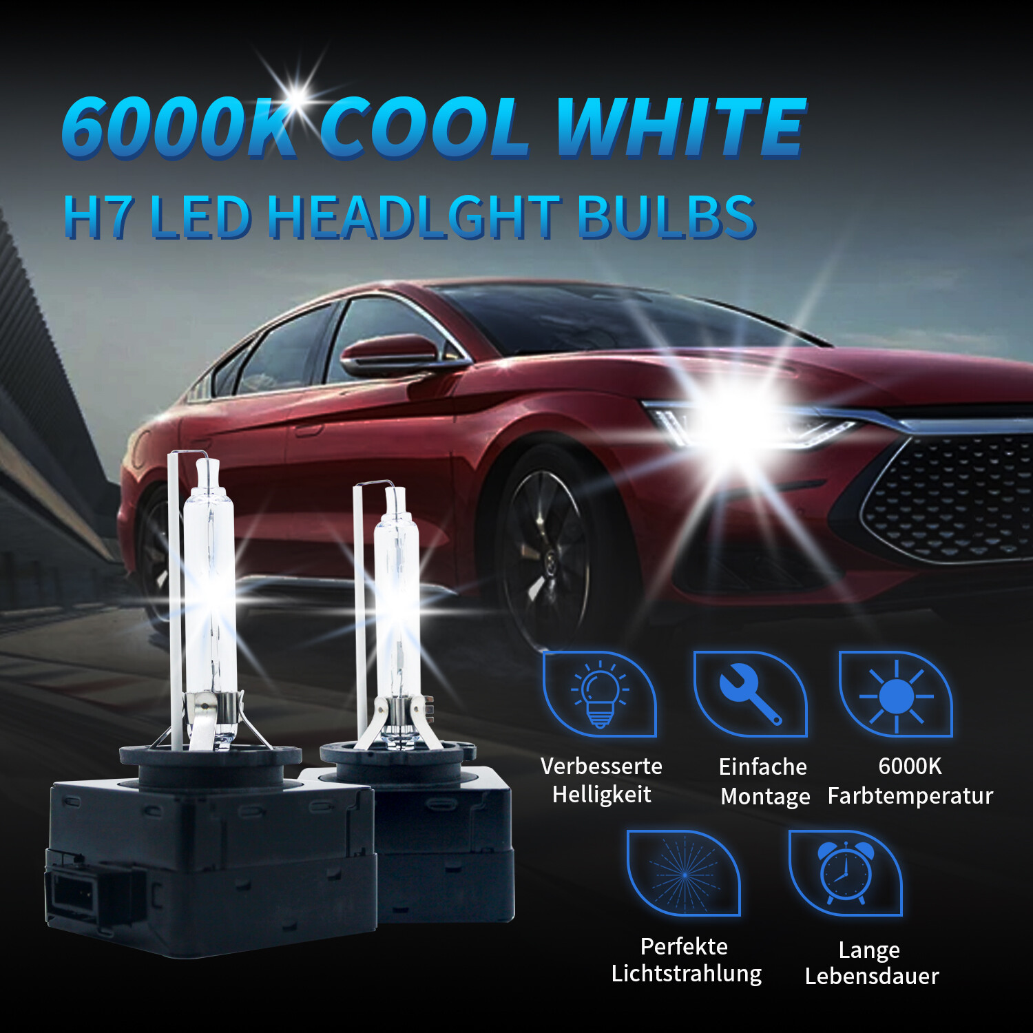 Produktbild von Xenon Scheinwerfer MOTORHOOK D1S Xenon Brenner 6000K – 35W, 12V, Extra Hell Für Abblendlicht, 2 Stück Mit Zulassung Auto Glühbirnen D1S