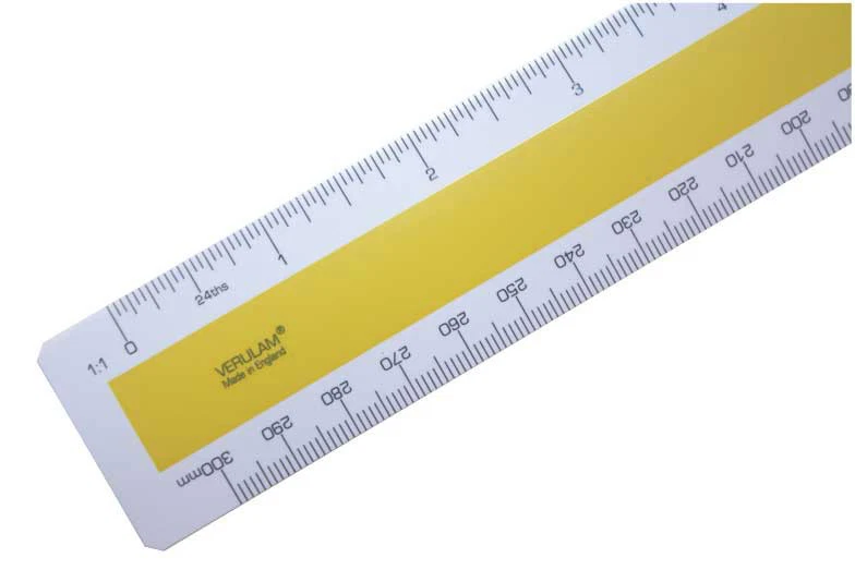 VERULAM 300mm 12" No.44 imperial to metric conversion scale ruler 1:12 1:24 1:48 1:96