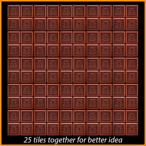 PVC Faux Tin Ceiling Tiles 24 x 24 2x2 Glue Up Antique Copper D1231 Pack/6 - Picture 2 of 2