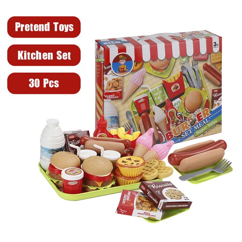 30 Pcs Play Food Pretend Toys Kitchen Set Pretend Food Children Toy For Kid, - Picture 3 of 15