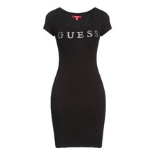 GUESS Bling Icon Logo Bodycon Short Rib Dress SZ M