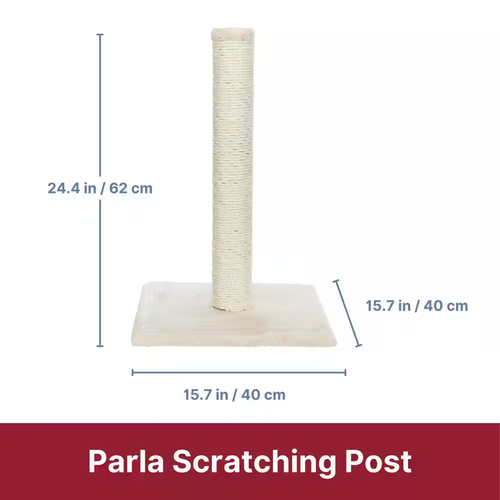 Beige 24" Parla Cat Scratching Post, with Plush Base & Sisal, for Indoor Cats - Picture 2 of 6