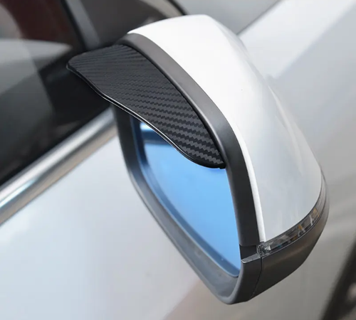 2x Carbon Fiber Black Car Rearview Mirror Rain Visor Guard Waterproof - Picture 2 of 8
