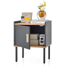 Nightstand Bedside End Table with Door Cabinet for Living Room Bedroom