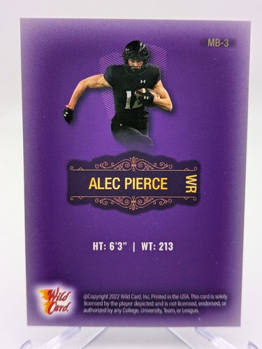 💥 2022 Wild Card MATTE Chase Purple SP #/250 Alec Pierce #MB-3 Rookie RC - Bild 2 von 2